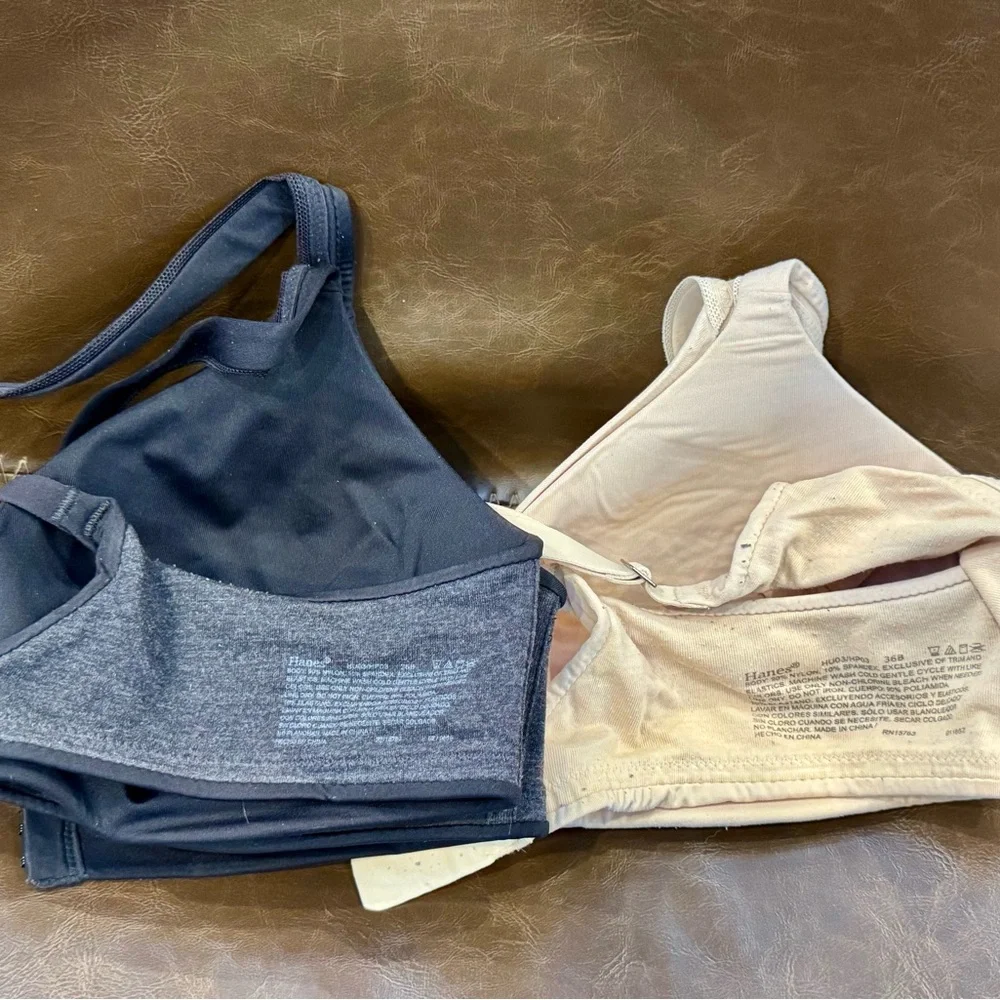 Hanes T Shirt Bras 36B Lot of 2 Convertible Racerback Gently Worn